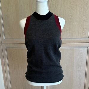 Derek Lam International Stylish Sleeveless Gray and Red Top